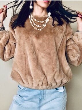 Cozy Faux Fur Pullover Sweatshirt